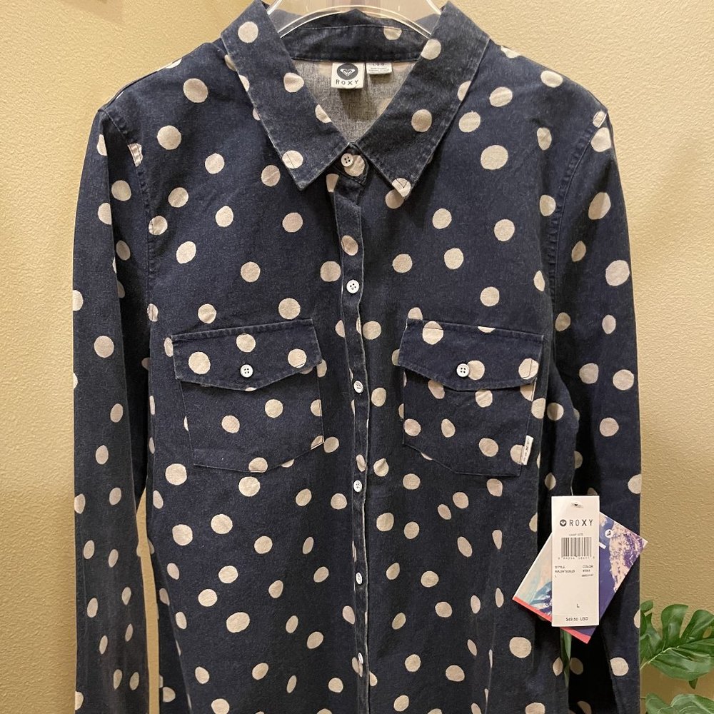 Roxy Polka Dot Denim Button Up